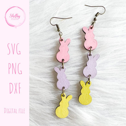 Cute Easter Bunny Dangle Earrings SVG