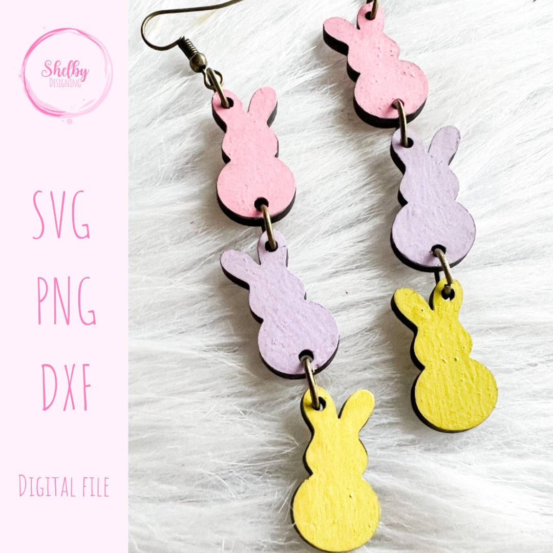 Cute Easter Bunny Dangle Earrings SVG