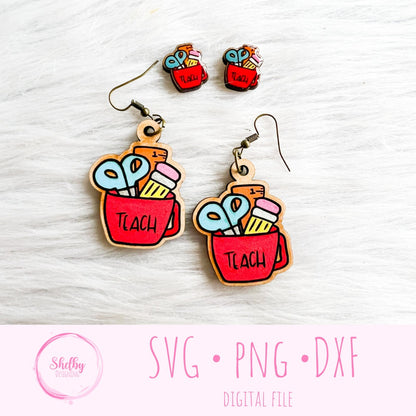 School Teacher Dangle/Stud Earring Combo SVG