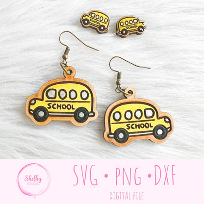 School Bus Dangle/Stud Earring Combo SVG