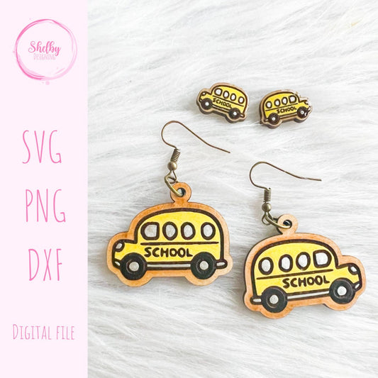 School Bus Dangle/Stud Earring Combo SVG