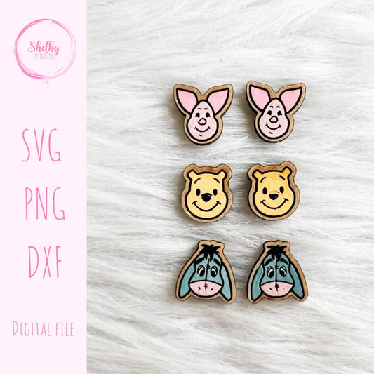 Cute Winnie the Pooh & Friends Stud Earring Bundle SVG