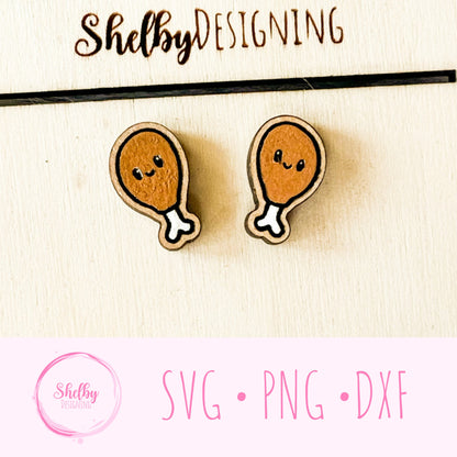 Kawaii Chicken Leg Stud Earring SVG