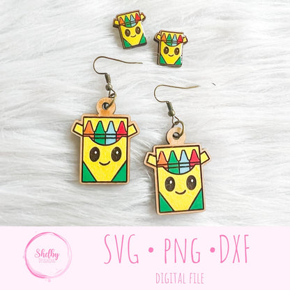 Kawaii Crayons Stud/Dangle Earring Combo SVG