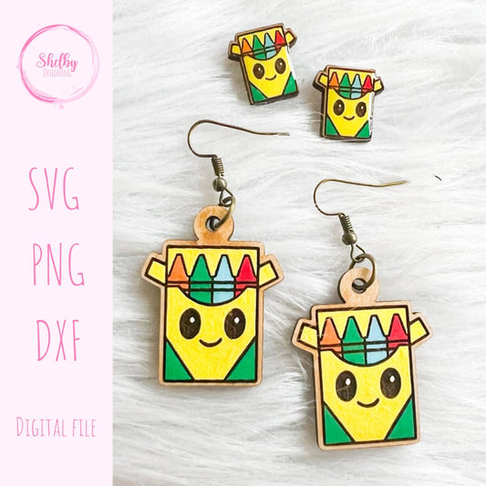 Kawaii Crayons Stud/Dangle Earring Combo SVG