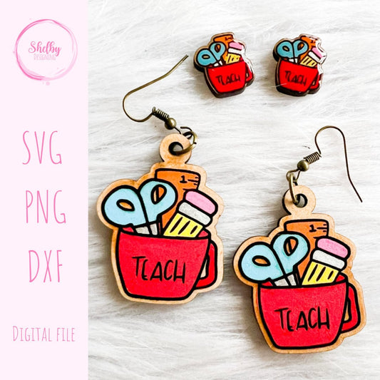 School Teacher Dangle/Stud Earring Combo SVG