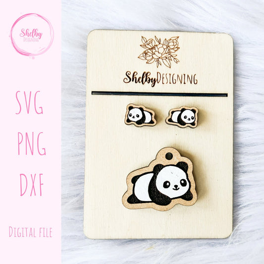 Cute Lying Panda Stud/Dangle SVG