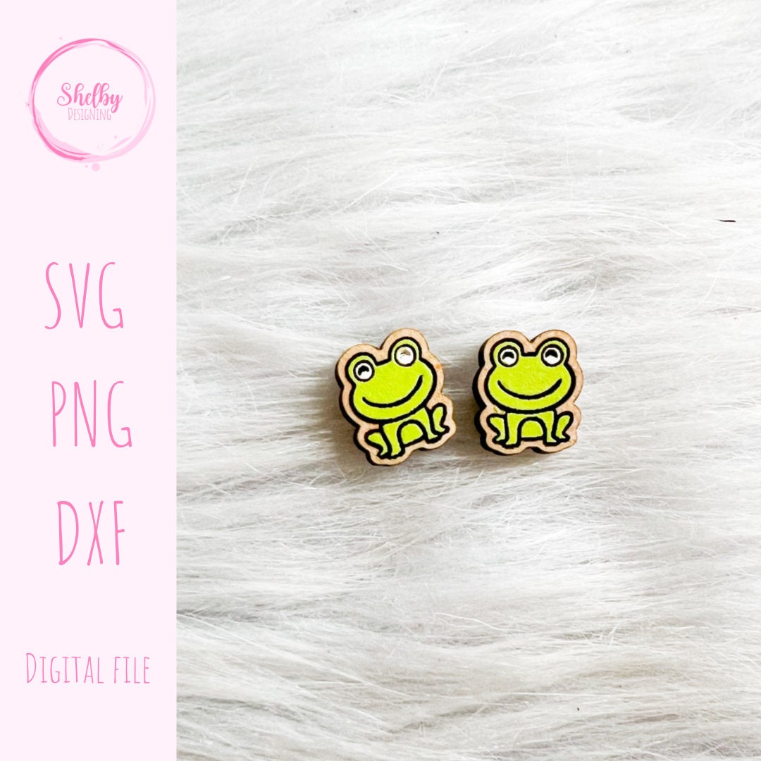 Cute Spring Frog Stud Earrings SVG