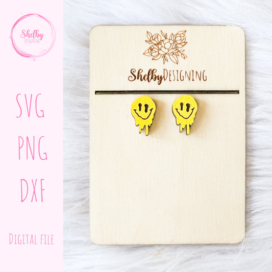 Melting Smiley Face Stud Earrings SVG