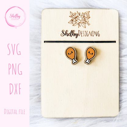 Kawaii Chicken Leg Stud Earring SVG
