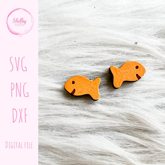 Cute Goldfish Cracker Stud Earrings SVG