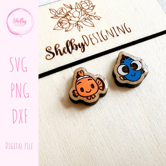 BFF Mix n Match Series | Nemo & Dory Stud Earrings SVG