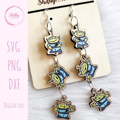 Hanging Toy Aliens Dangle Earrings SVG
