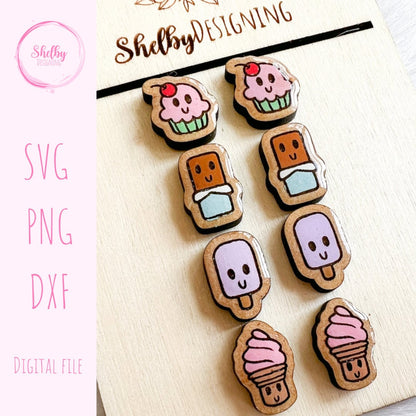 Kawaii Sweet Treats Stud Earrings Bundle SVG
