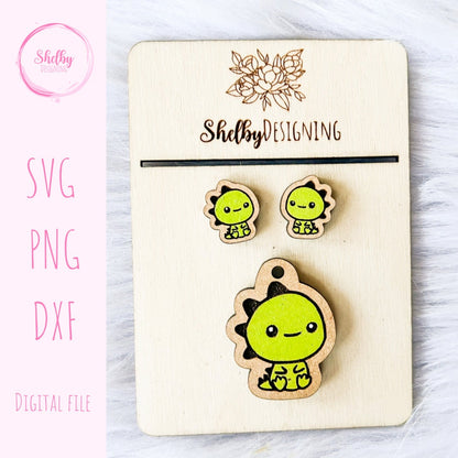 Cute Dinosaur Cartoon Stud/Dangle Earrings SVG