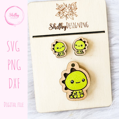 Cute Dinosaur Cartoon Stud/Dangle Earrings SVG