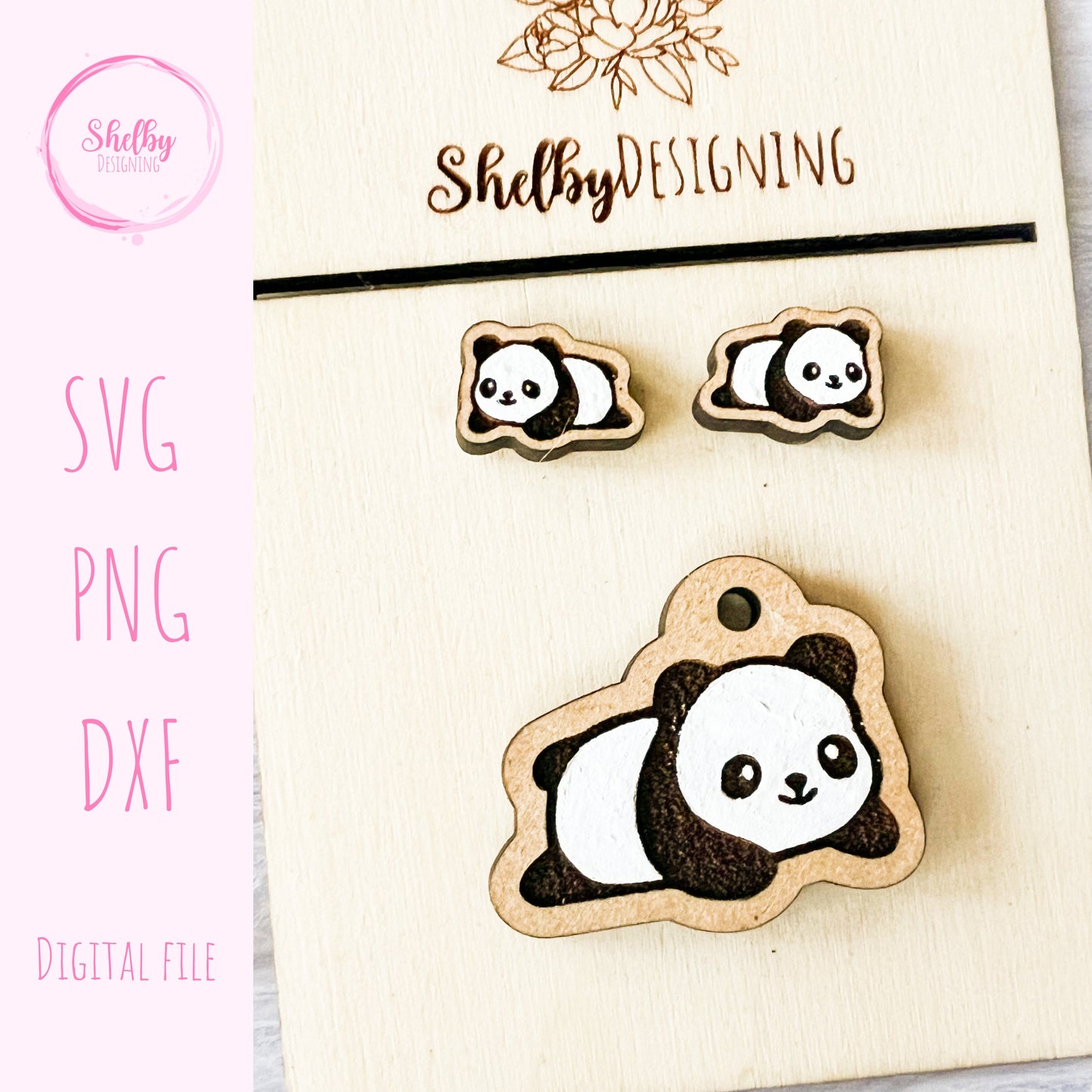 Cute Lying Panda Stud/Dangle SVG