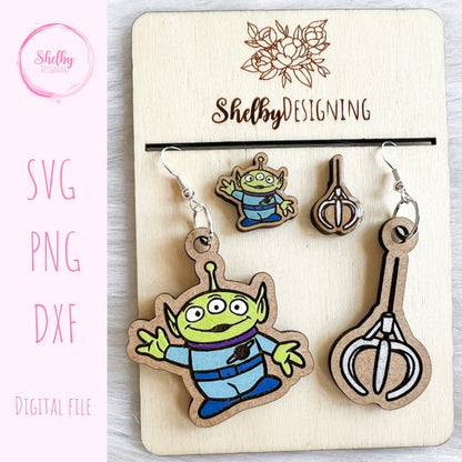 Toy Aliens Crane Mix n Match Dangle/Stud Earrings SVG