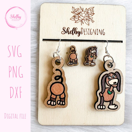 Toy Slinky Wiener Dog Dangle/Stud Earrings SVG