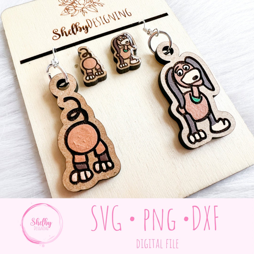 Toy Slinky Wiener Dog Dangle/Stud Earrings SVG