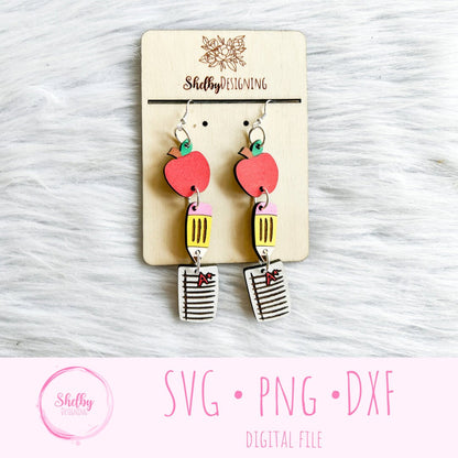 Cute School Teacher Dangle Earrings SVG