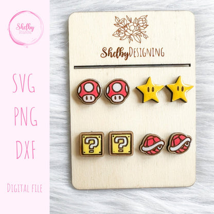 Super Mario Bros Stud Earring Bundle SVG