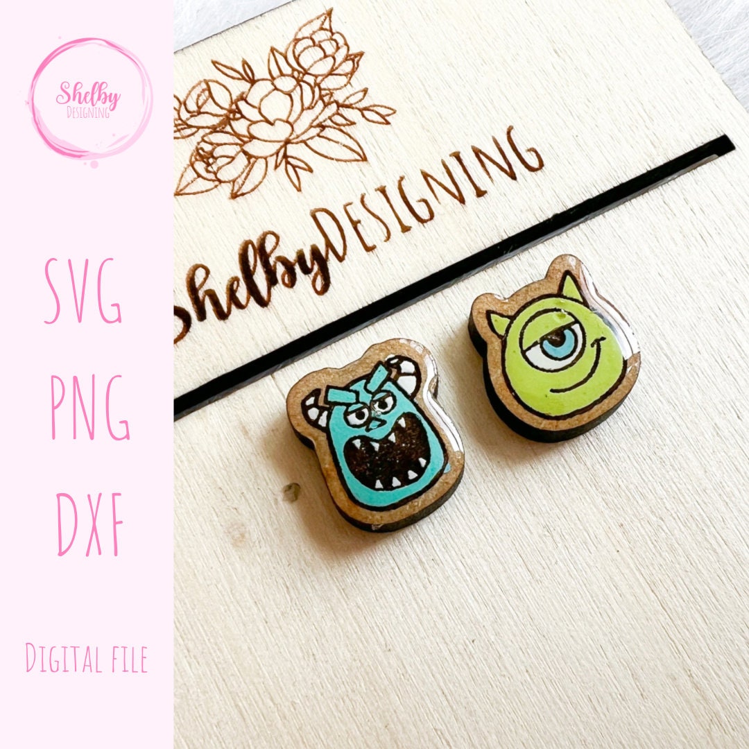 Cute Monster Mike & Sully Stud Earrings SVG