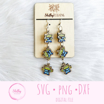 Hanging Toy Aliens Dangle Earrings SVG