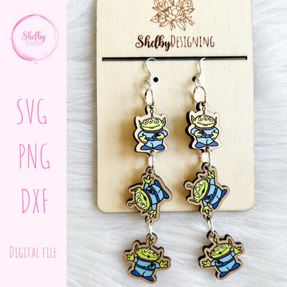 Hanging Toy Aliens Dangle Earrings SVG