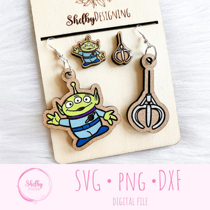 Toy Aliens Crane Mix n Match Dangle/Stud Earrings SVG