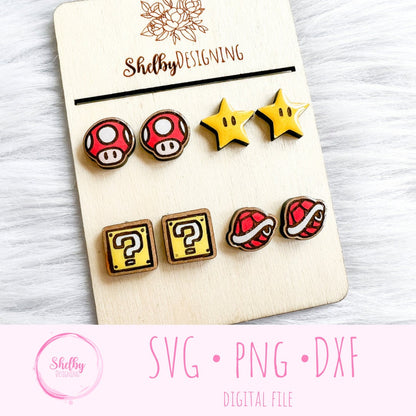 Super Mario Bros Stud Earring Bundle SVG