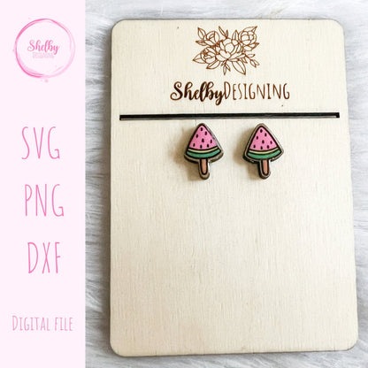 Cute Watermelon Popsicle Stud Earrings SVG
