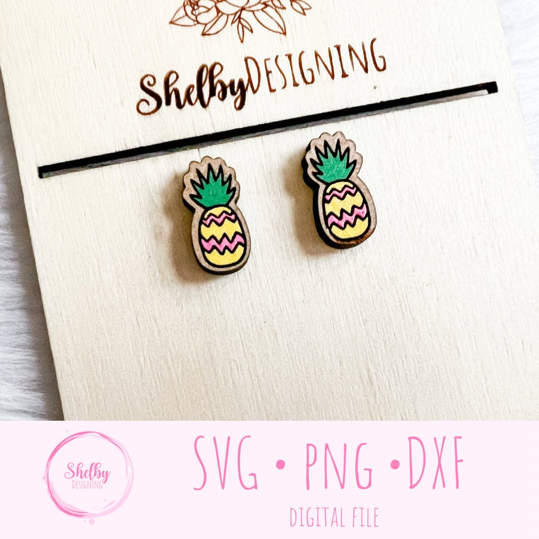 Cute Summer Pineapple Stud Earrings SVG
