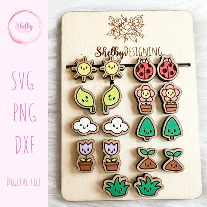 Kawaii Spring Stud Earrings Bundle SVG