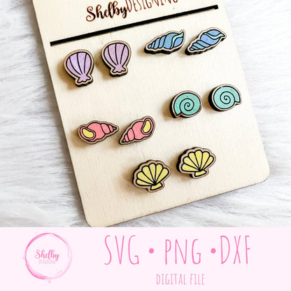 Seashells Stud Earrings Bundle SVG