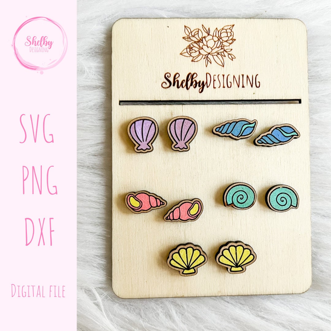 Seashells Stud Earrings Bundle SVG