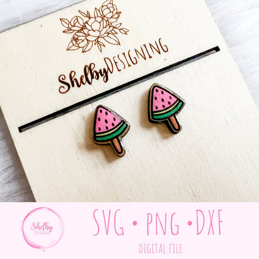 Cute Watermelon Popsicle Stud Earrings SVG