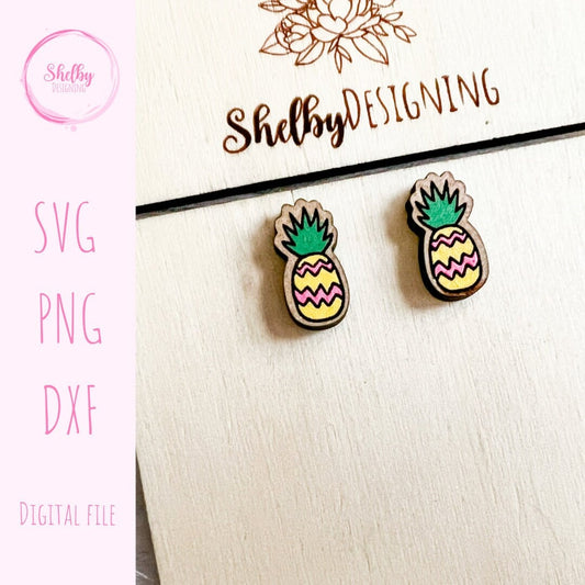 Cute Summer Pineapple Stud Earrings SVG