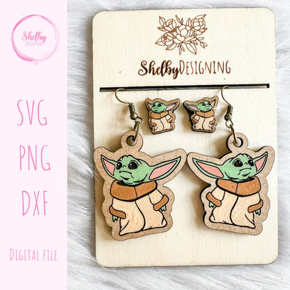The Child Din Grogu Stud/Dangle Earrings Combo SVG