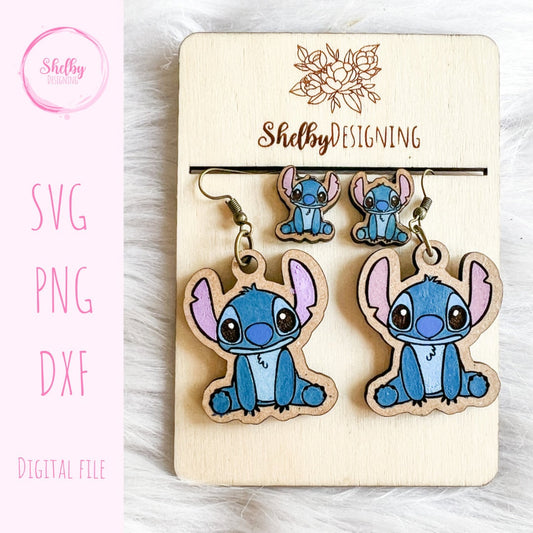 Cartoon Alien Stud/Dangle Earrings SVG